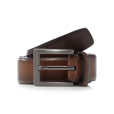 Brown leather burnished belt